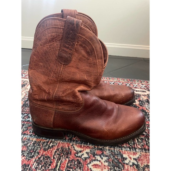 Tecovas Other - PREOWNED TECOVAS The Stockton Ranch Roper Leather VIBRAM Men Sz 10.5 **Cognac